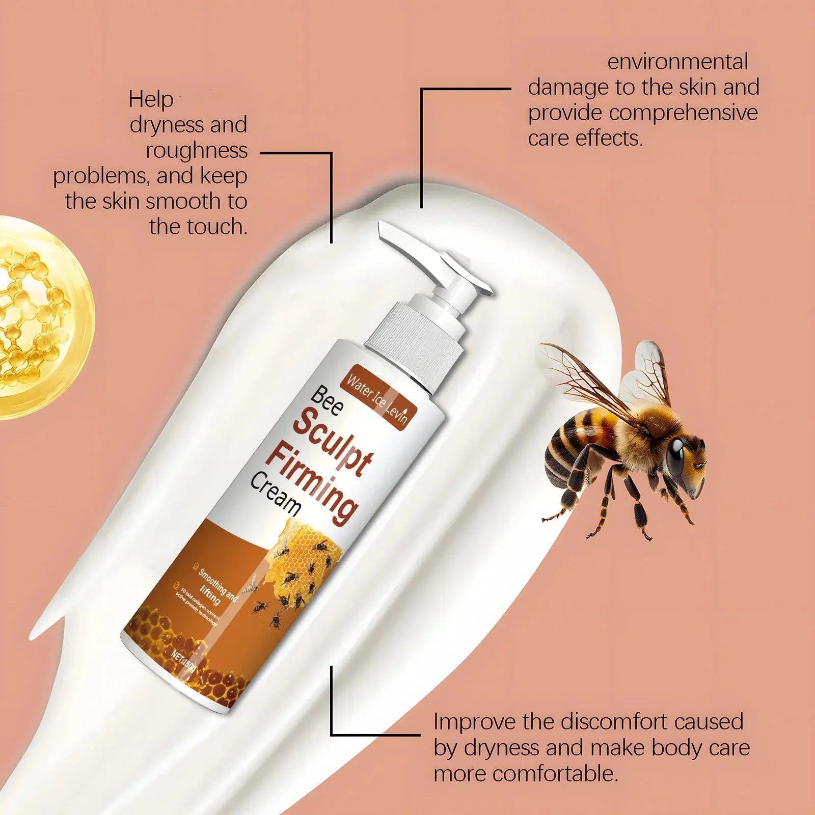 150g Bee Venom and Hyaluronic Acid Firming Cream - Unscented Deep Moisturizing Firming Dd Cream, Suitable for All Skin Types, Improves Highly Elasticity and Tightens Skin Nova Trendz