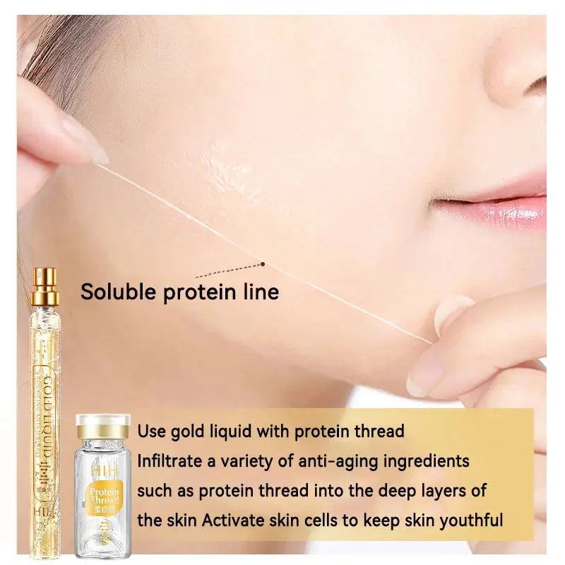 24K Gold Face Serum Active Collagen Silk Thread Facial Skin Care Essence Anti-Aging Smoothing Firming Moisturizing Hyaluronic Nova Trendz