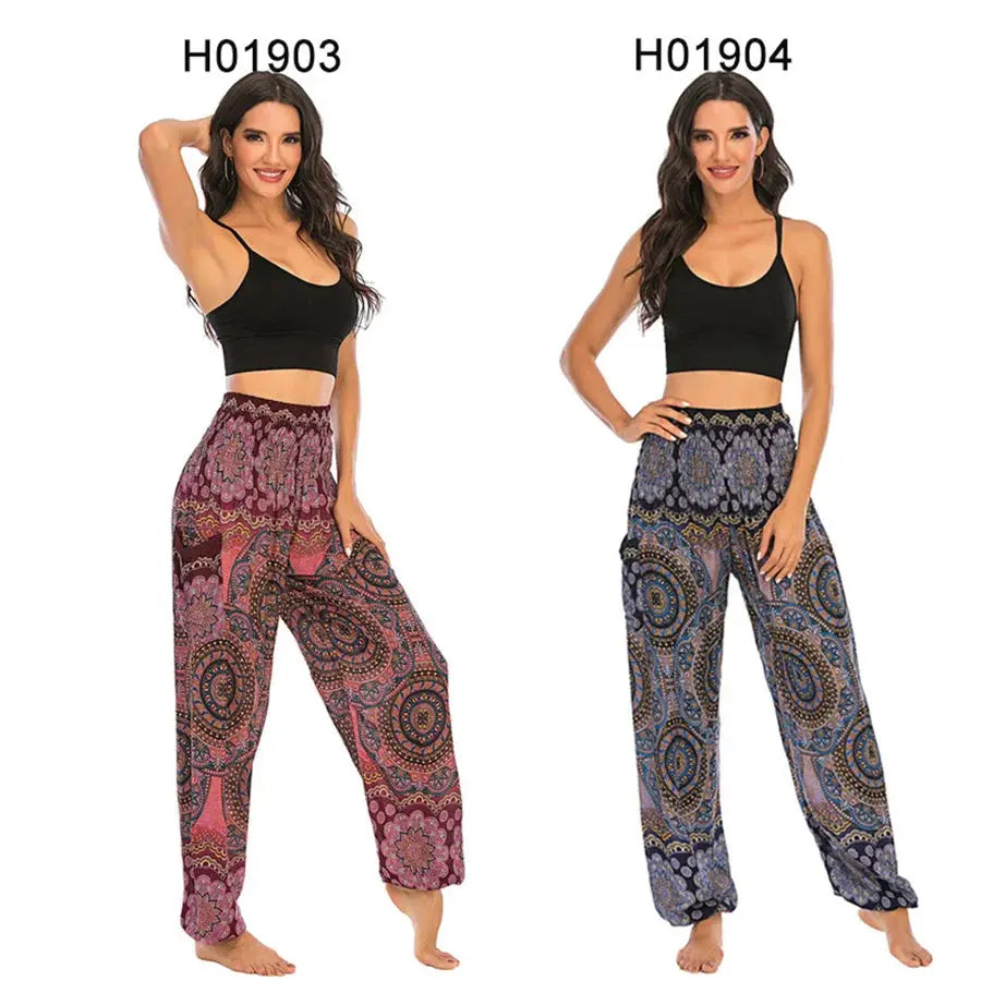 Yoga Pants Women Hippie Harem Printed Leggings Boho High Waisted Pantalone De Mujer Cintura Alta Calca Feminina Beach - Nova Trendz