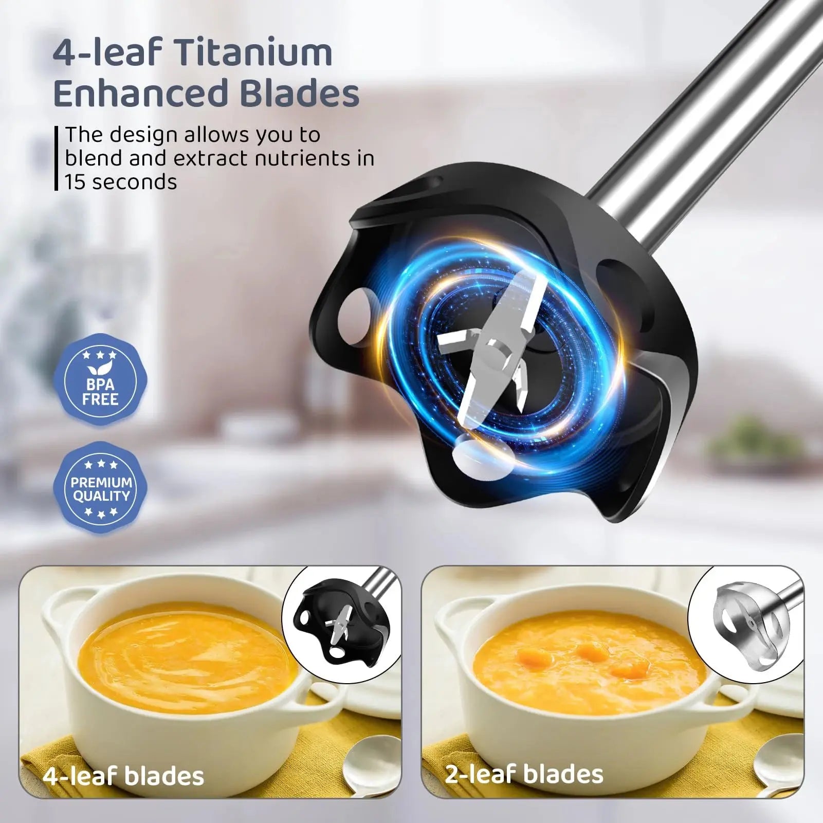 1000 Watt Powerful Handheld Immersion Blender, Vegetable Meat Immersion Egg Beater For Smoothies, Sauces, Baby Food Soups Nova Trendz