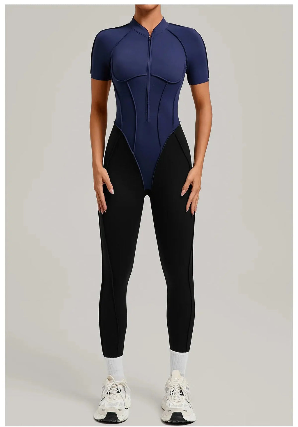 Yoga Bodysuit Short Sleeves Women's Tracksuits Gym Zipper Jumpsuits Sports Workout High-intensity Fitness One-piece Tights Suit - Nova Trendz