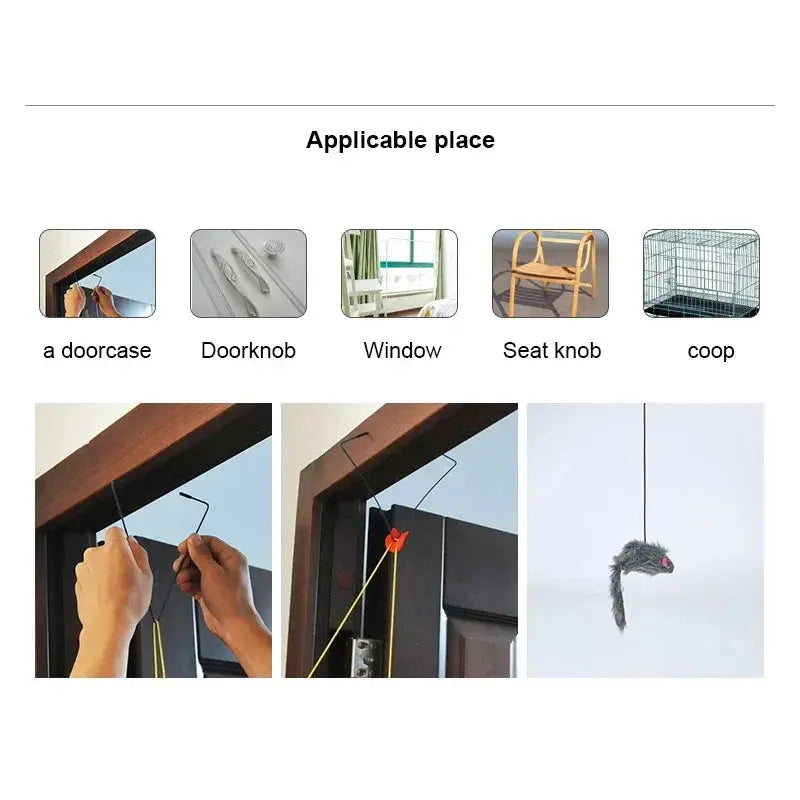 Simulation Mouse Cats Toy Funny Self-hey Hanging Door Retractable Cats Stick Scratch Rope Mouse Cat Interactive Toy Cat Supplies - Nova Trendz