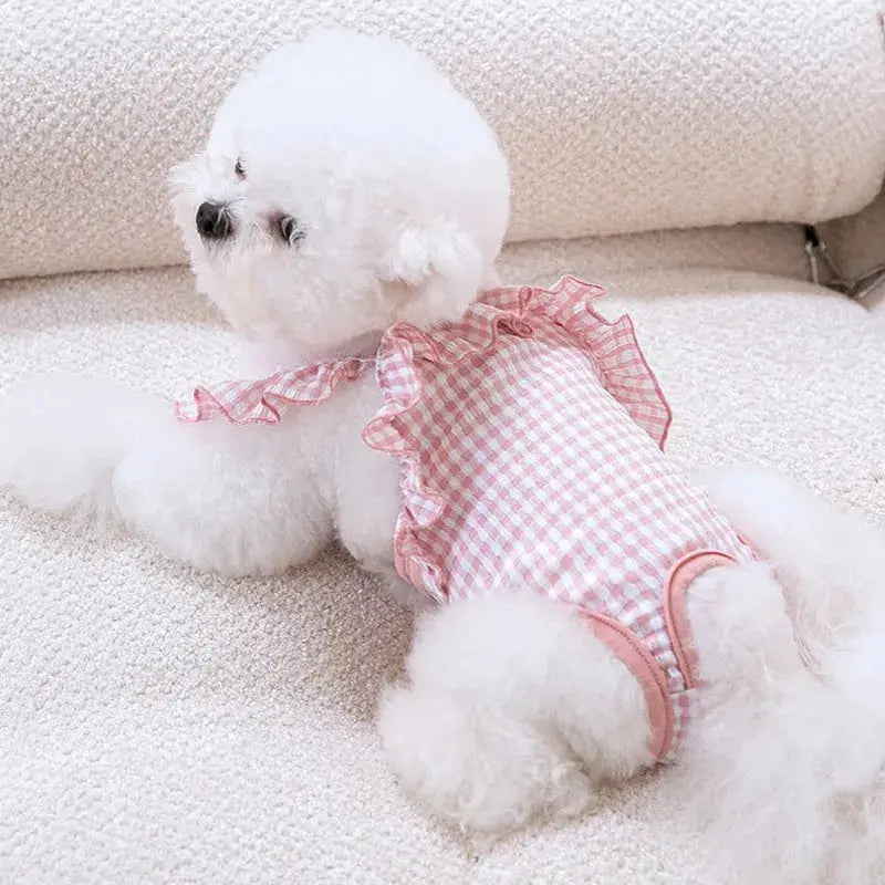 Washable Female Dog Diapers Suspenders Plaid Pet Physiological Pants Dog Shorts for Small Dogs Pet Products Cute Dog Underwear Nova Trendz