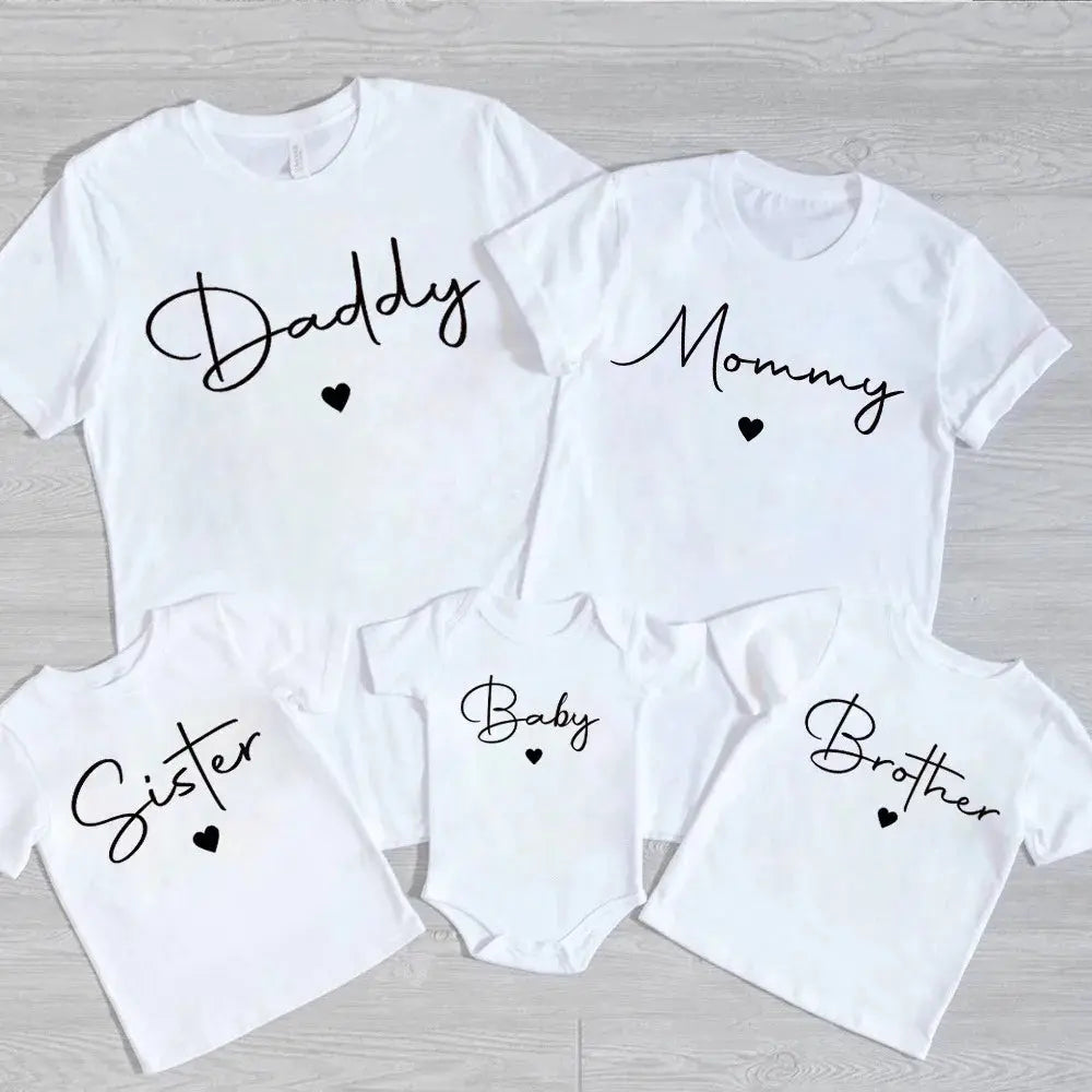 Daddy/Mommy/Sister/Brother/Baby Print Family Matching Outfits Short Sleeve Casual Family Outfit Summer Matching Set Clothing Nova Trendz