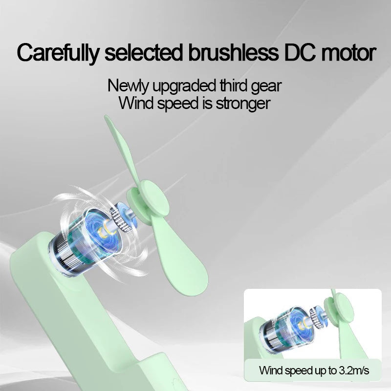 Foldable Small Fan Portable and high-power Hand Held Portable Mini Fan Rechargeable Hand USB Charge Fan