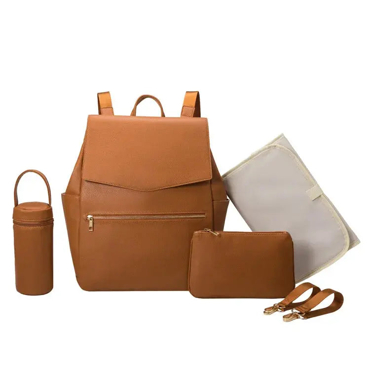 PU Leather Baby Diaper Bag Backpack For Moms Large Capacity Nappy Bag with Changing Pad Stroller Straps baby bags organizer Nova Trendz