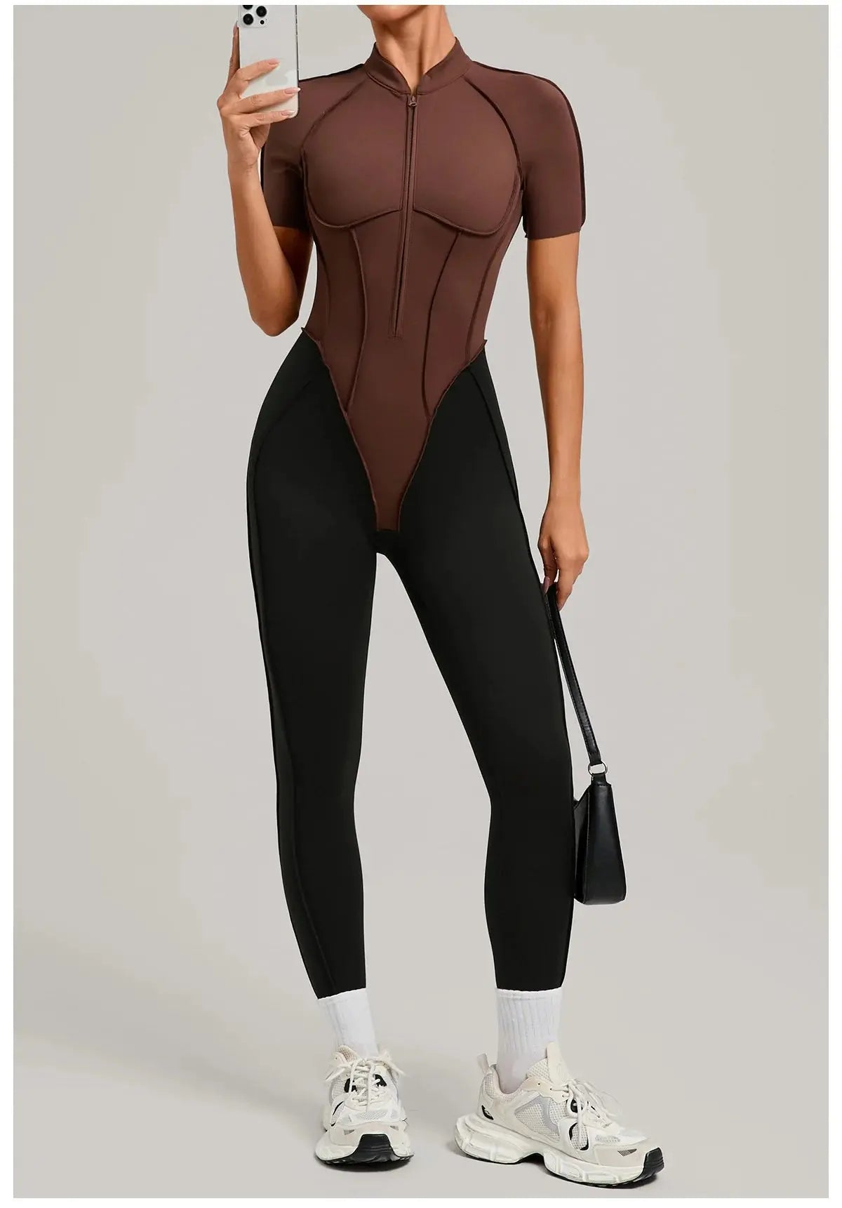 Yoga Bodysuit Short Sleeves Women's Tracksuits Gym Zipper Jumpsuits Sports Workout High-intensity Fitness One-piece Tights Suit - Nova Trendz