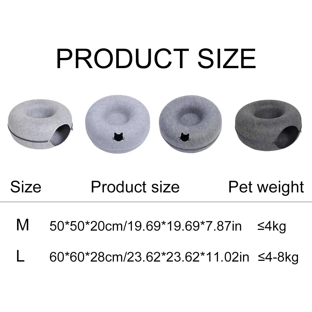 Felt Donut Bed for Cats House With Breather Hole Dog Bed Interactive Play Toys for Cats to Hide 2 in 1 Tunnel for Cats Bed - Nova Trendz