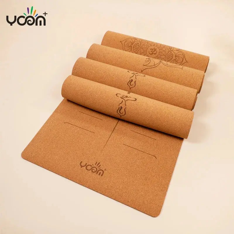 ‌Natural Rubber & Cork Yoga Mat - 68cm Extra-Wide 5mm Thick Gymnastic Mat with Laser-Engraved Alignment Lines & Logo Printing‌ ‌ Nova Trendz