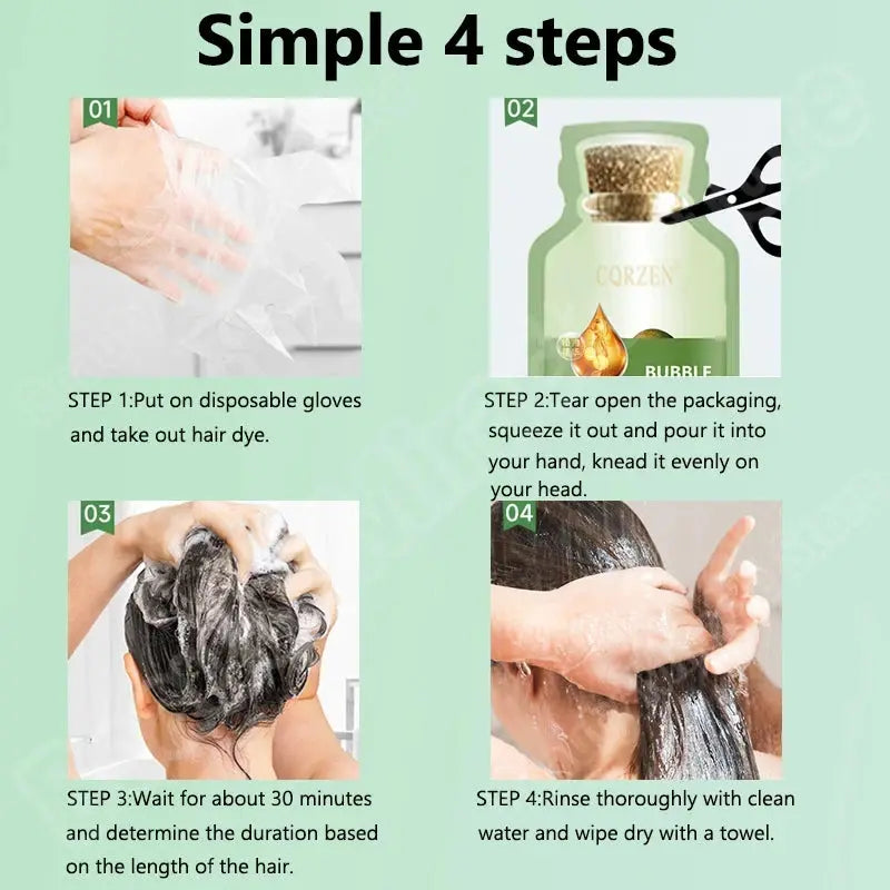 Pure Natural Herbal Hair Dye Shampoo Change Hair Color Cover Gray Hair White Hair Treatment Bubble Plant Hair Dye Hair Care Nova Trendz