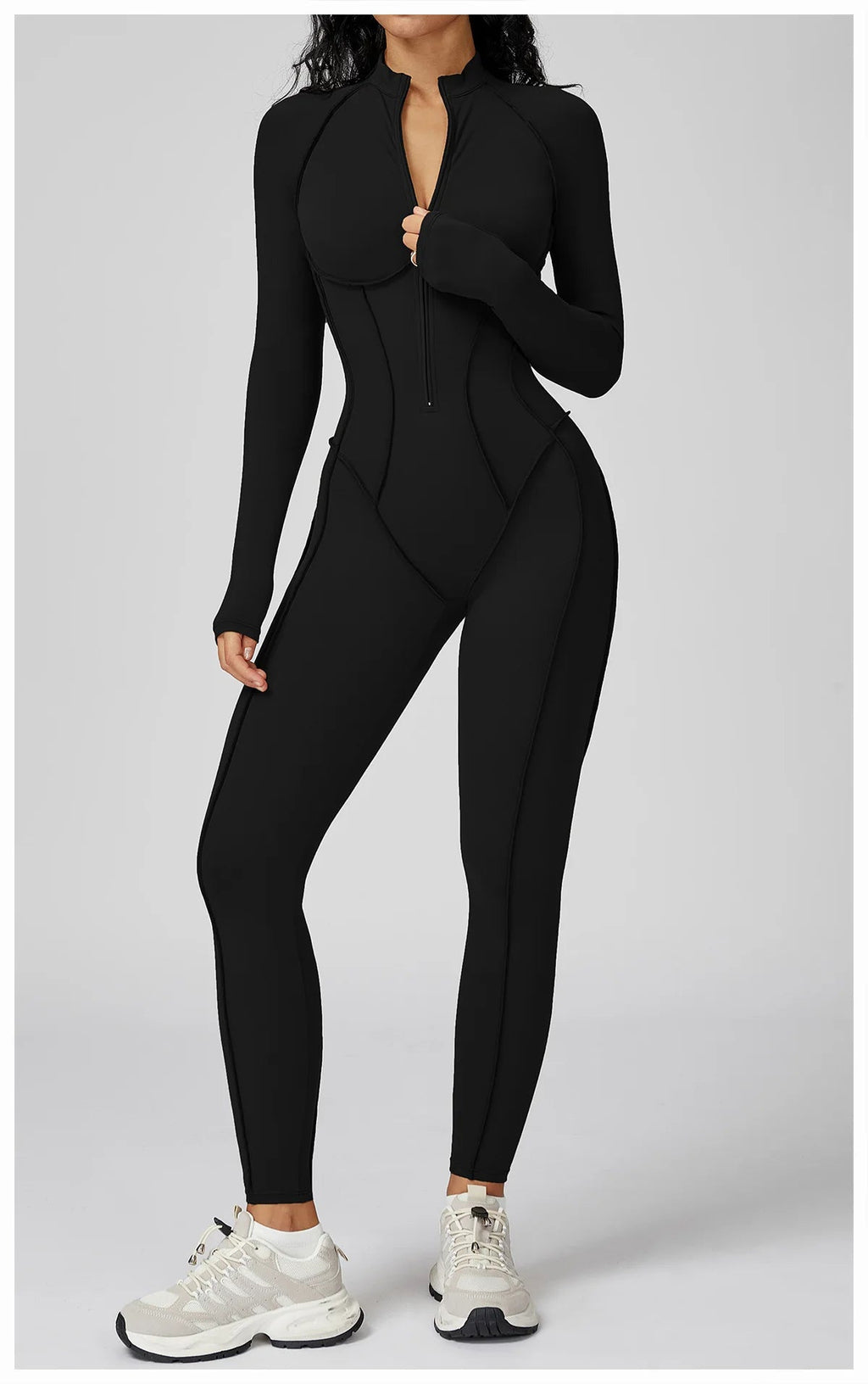 Yoga Bodysuit Long Sleeved Women's Tracksuits Gym Zipper Jumpsuits Sports Workout High-intensity Fitness One-piece Tights Suit Nova Trendz