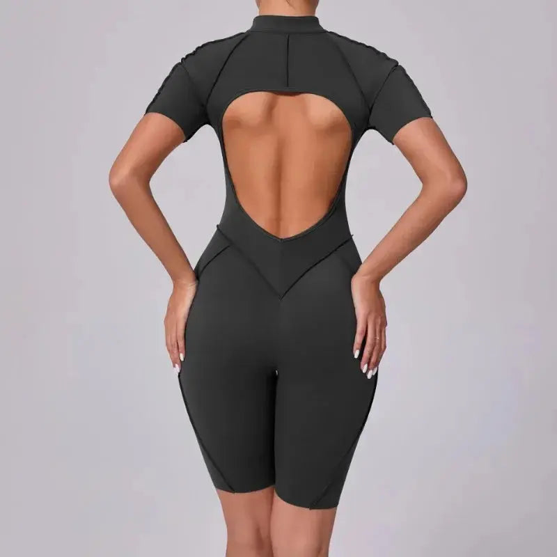 New Seamless Yoga Jumpsuits Sports Fitness Hip-lifting Backless Skinny Zipper One-Piece Workout Clothing Gym Bodysuit for Women - Nova Trendz