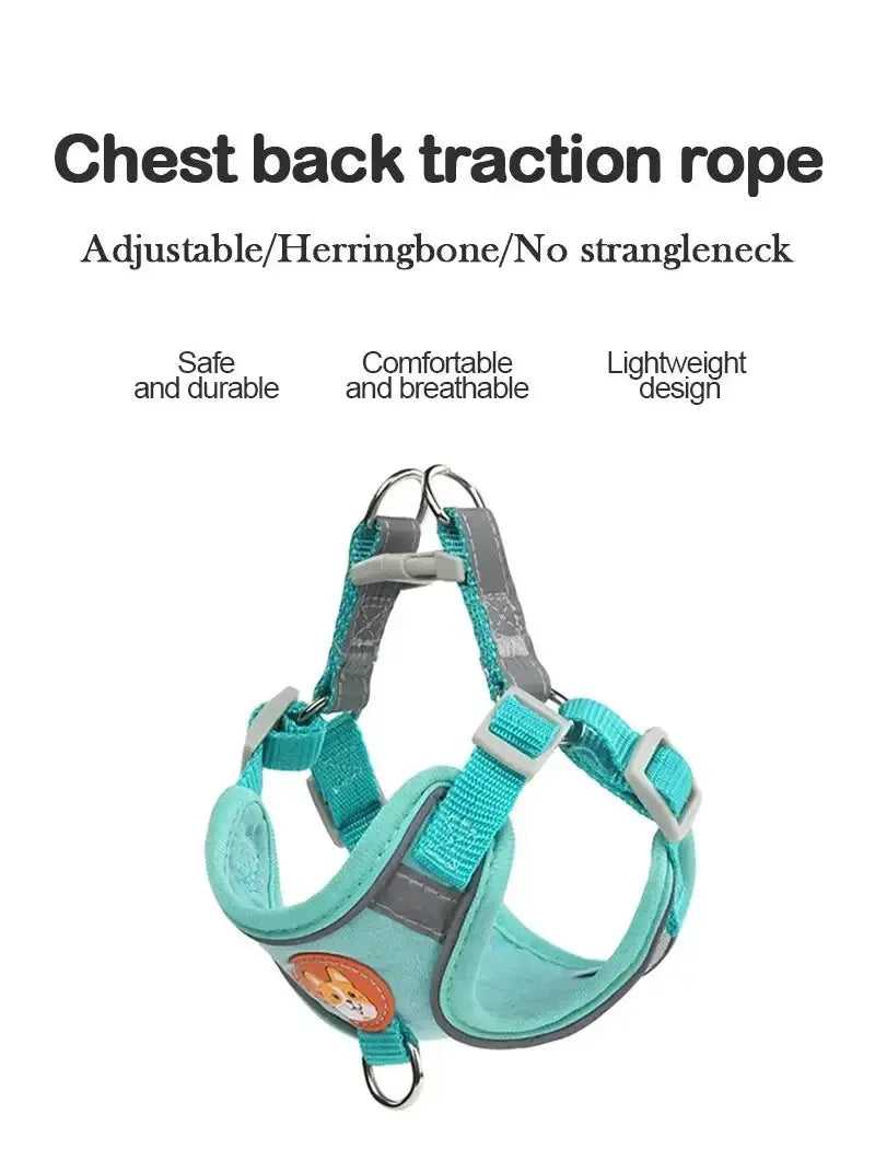 Booteely Pet Suede Chest Harness Vest Dog Cat Strap Reflective Leash Retractable For Small Light And Convenientn - Nova Trendz
