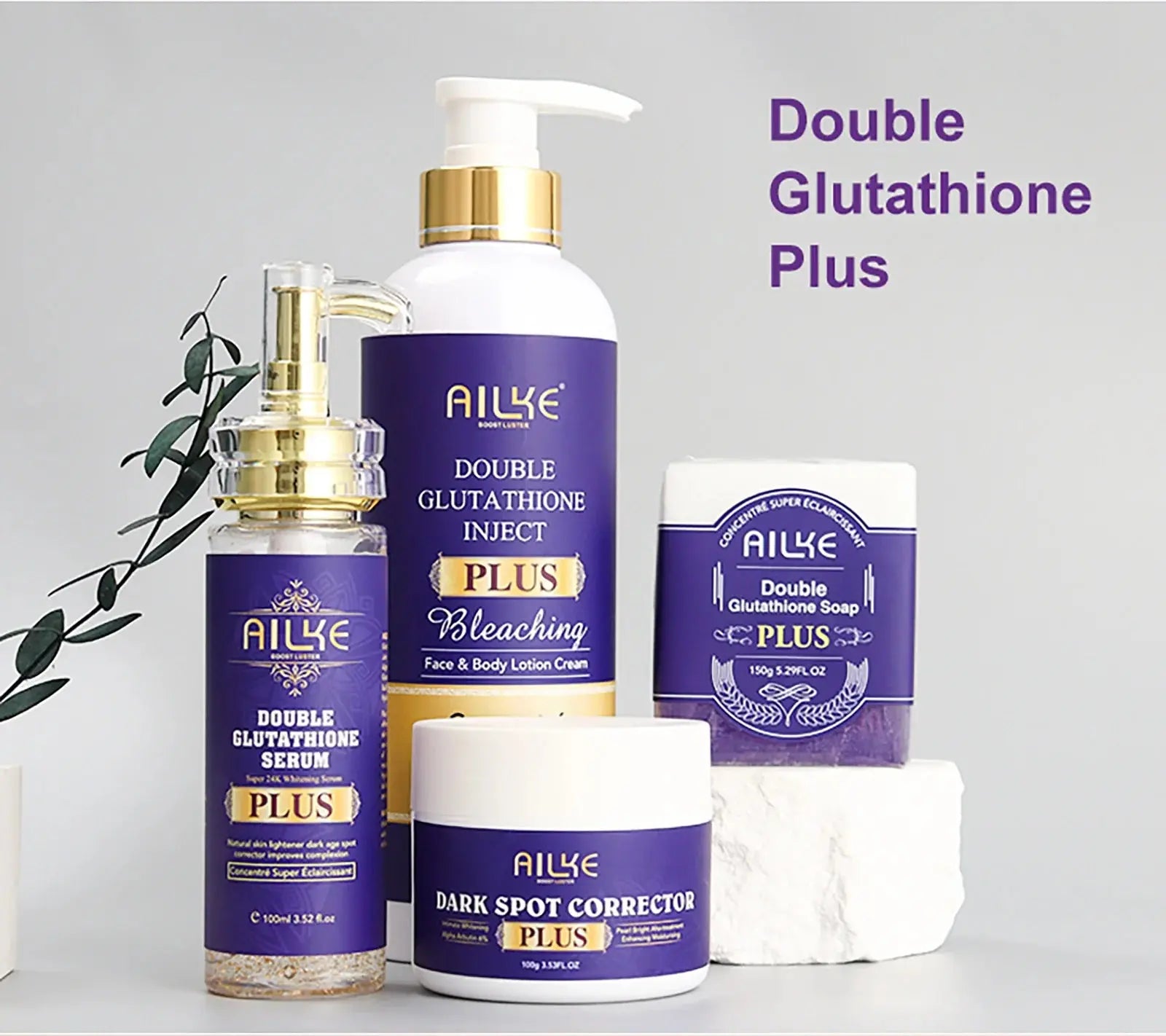 AILKE Glutathione PLUS Skin Care Set, Advanced Lightening Lotion, Moisturizes Softens Skin, Skin Bleaching Kit for Men, Women Nova Trendz