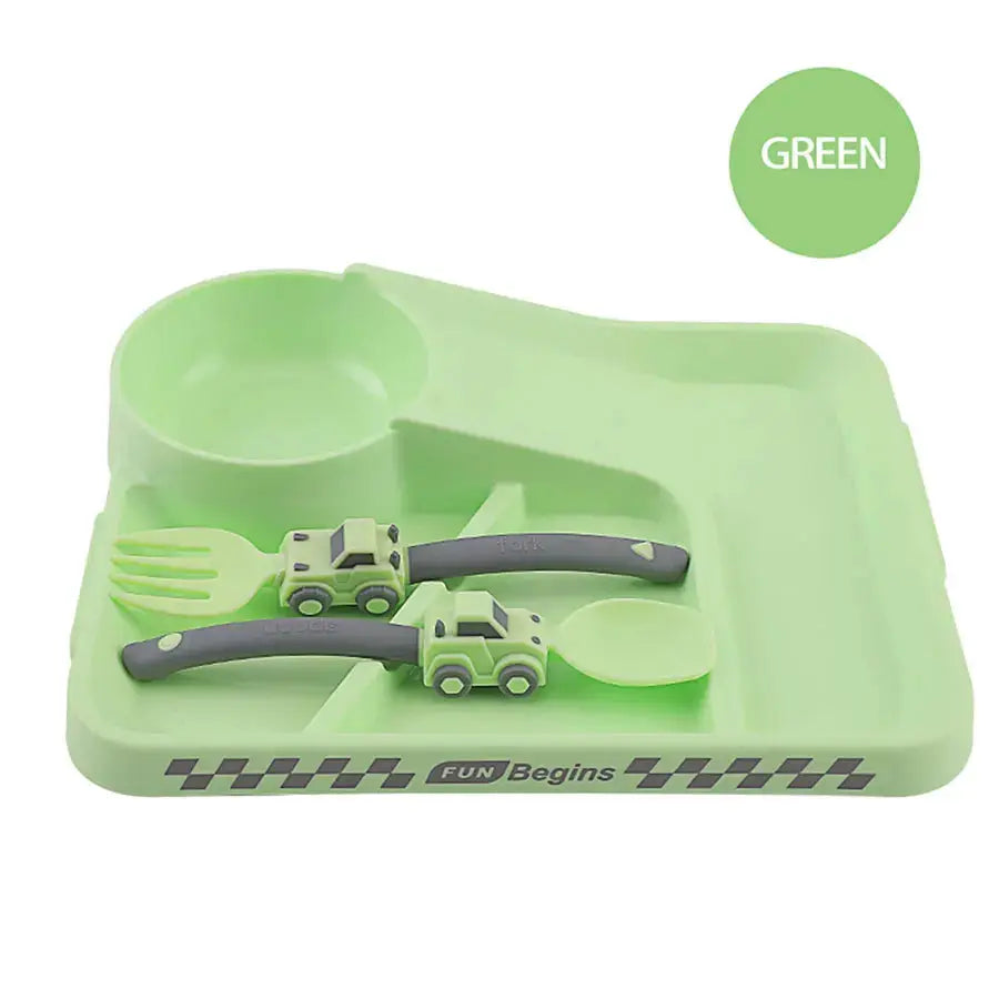 Children's Feeding Dish Set of Dishes for Baby Stuff Suction Cup Plate Aesthetic Tableware for Kids Plates Utensils Dinner Kit Nova Trendz