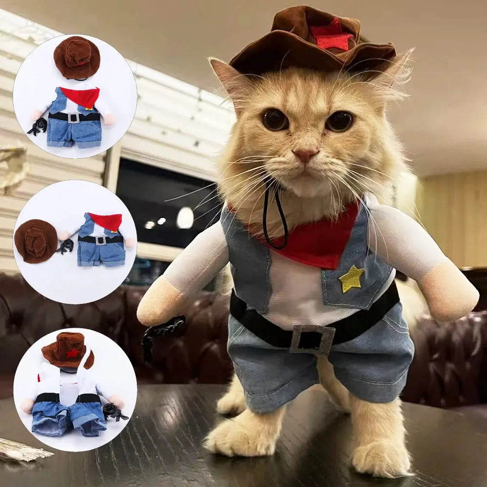 Cat Costume Clothes Funny Halloween Cosplay Cowboy Pet Outfits For Small Medium Dogs Cats Creative Novelty Kitten Party Clothing Nova Trendz