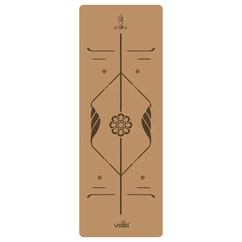 ‌Natural Rubber & Cork Yoga Mat - 68cm Extra-Wide 5mm Thick Gymnastic Mat with Laser-Engraved Alignment Lines & Logo Printing‌ ‌ Nova Trendz