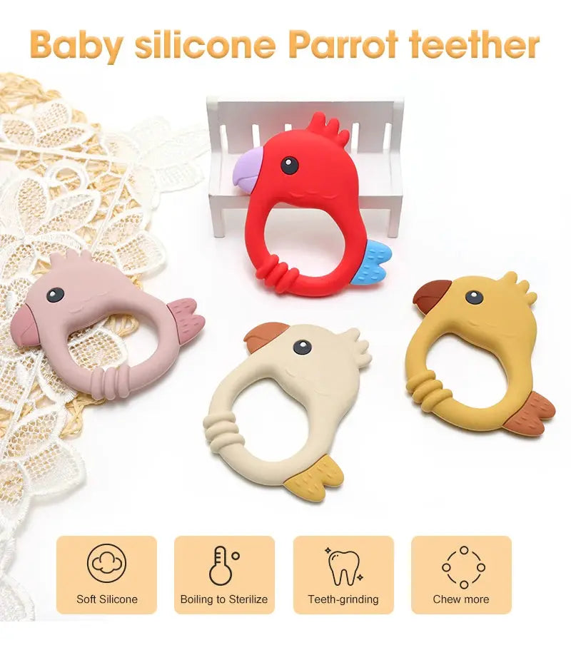 2015 New Design Colorful Parrot Teether - Food-Grade Silicone Baby Teething Toy (BPA-Free) baby teether Nova Trendz