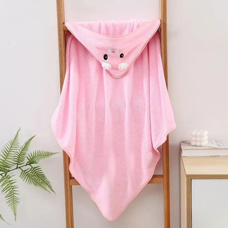 Hooded Coral Velvet Baby Bath Towel Cartoon Baby Elephant Wrap Blanket Super Absorbent Warm Bathrobe Newborn Baby Bath Towel Nova Trendz