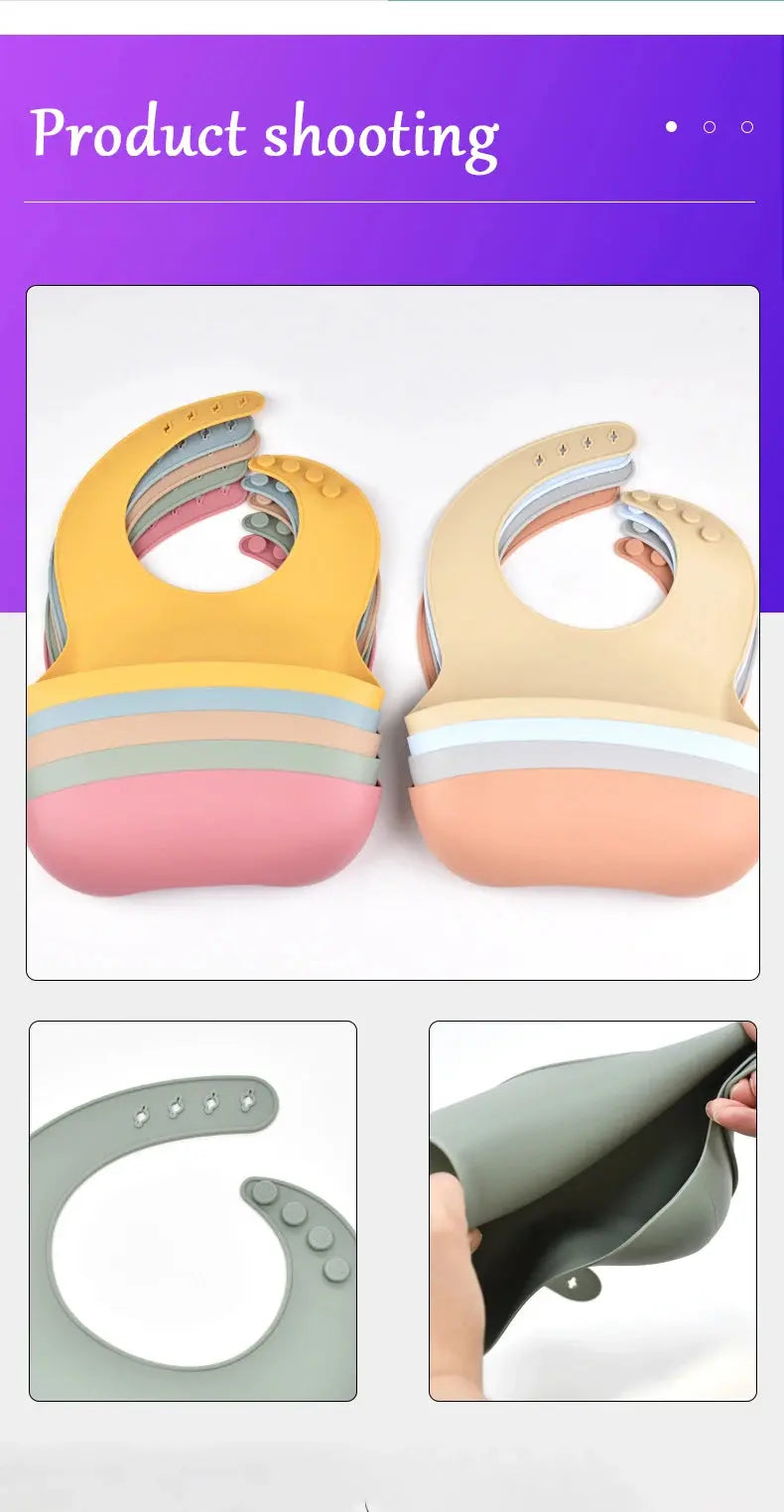 Baby Silicone Tray Bib Waterproof Soft 4-speed Adjustable Bibs Newborn Eating Food Isolate Dirt Feeding Saliva Pocke Kids Stuff Nova Trendz