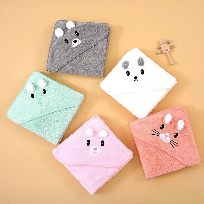 Hooded Coral Velvet Baby Bath Towel Cartoon Baby Elephant Wrap Blanket Super Absorbent Warm Bathrobe Newborn Baby Bath Towel Nova Trendz