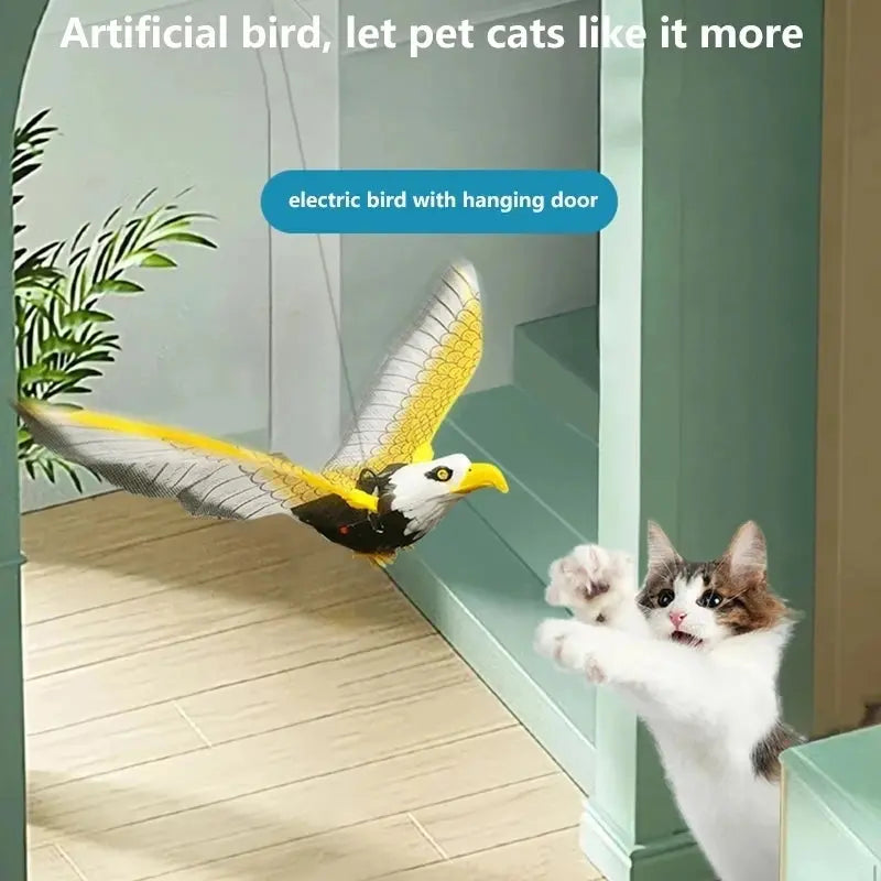 Simulation Bird Interactive Cat Toys Electric Hanging Eagle Flying Bird Cat Teasering Play Cat Stick Scratch Rope Pet Toys - Nova Trendz