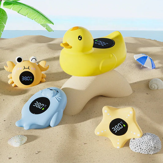 Baby Safe Bath Thermometer - Cute Floating Duck with LED Temp Display & Waterproof Alarm for Toddlers Bebe Banho