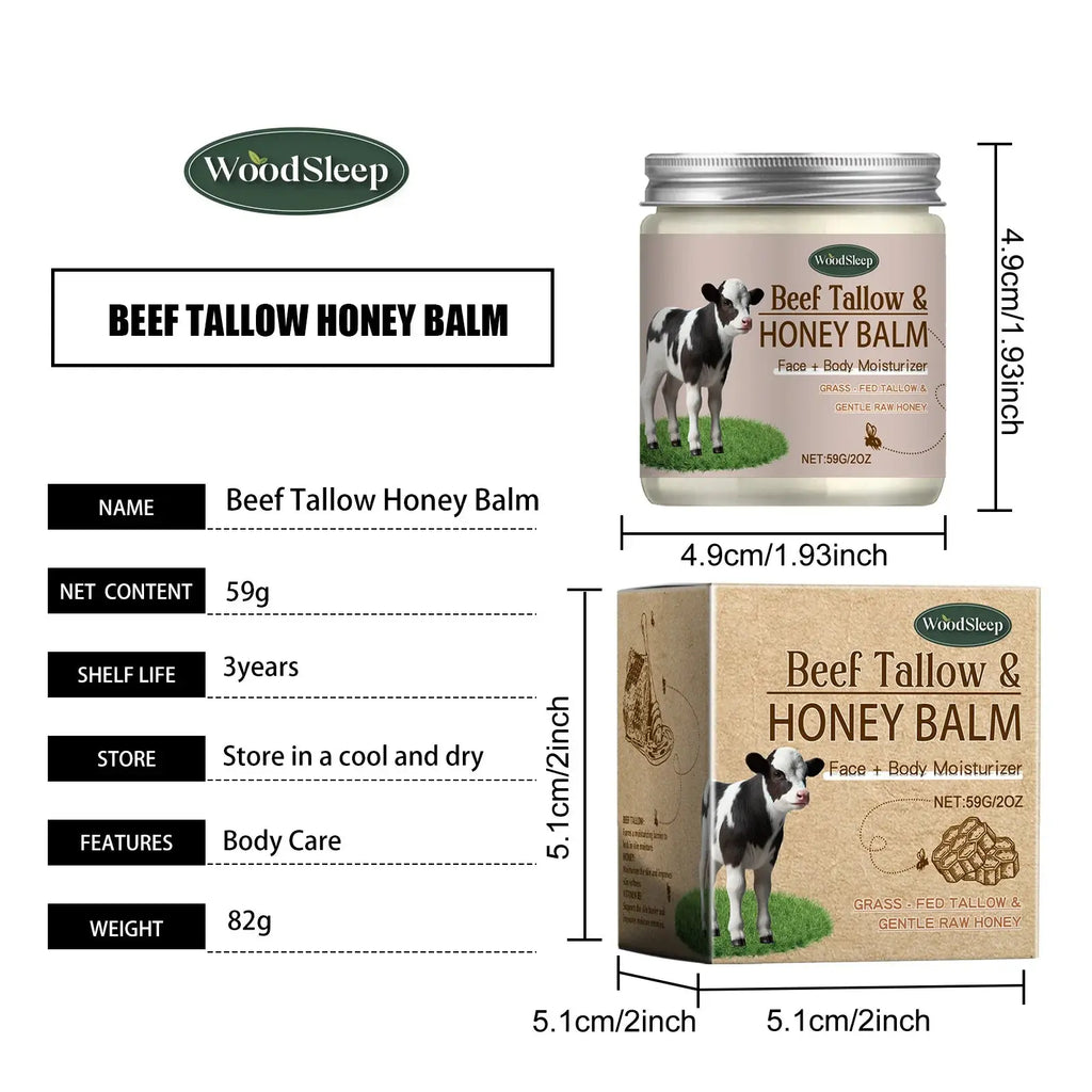 Organic Beef Tallow Honey Moisturizer Grass Fed Beef Tallow Face Cream Soothing Firm Increase Elasticity Whipped Smooth Lotion - Nova Trendz