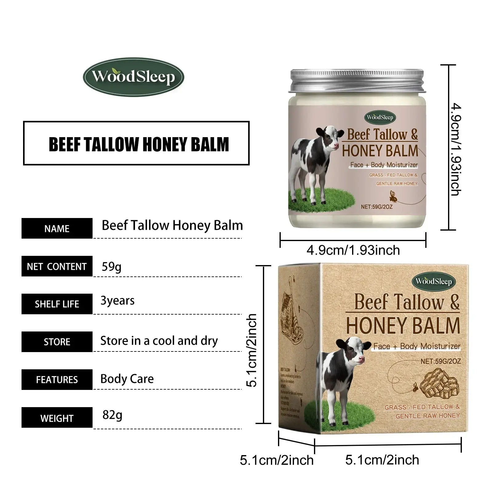 Organic Beef Tallow Honey Moisturizer Grass Fed Beef Tallow Face Cream Soothing Firm Increase Elasticity Whipped Smooth Lotion - Nova Trendz