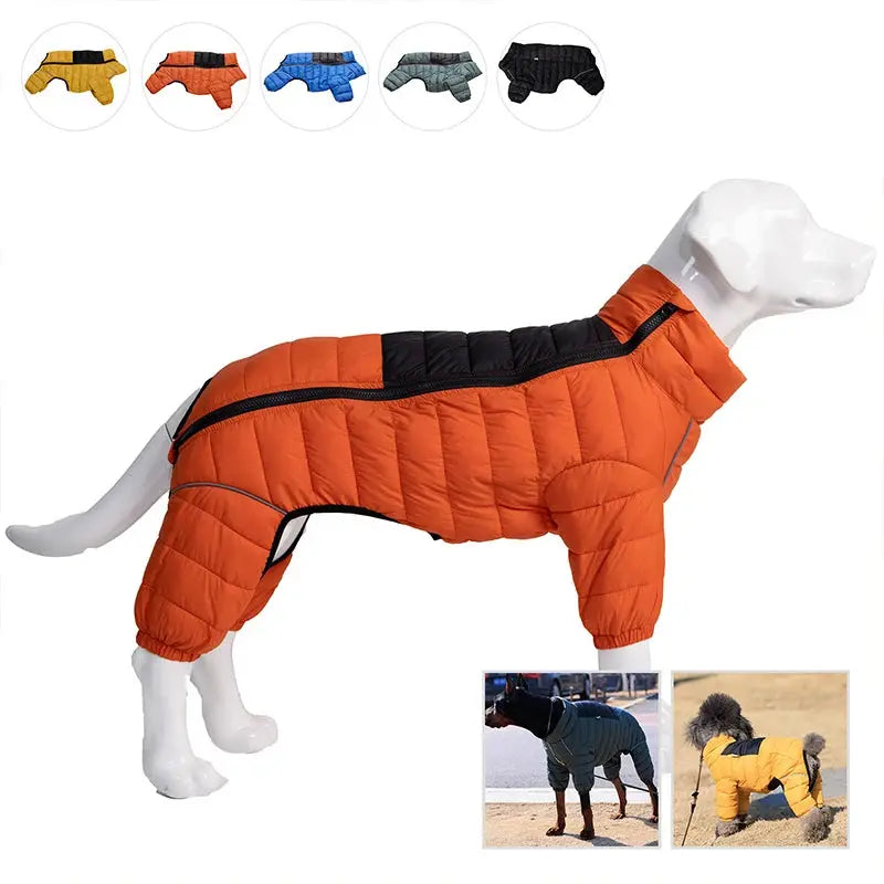 Dog Thicken Cotton-padded Coat Pet Warm Down Jacket Windproof 4 Legs Pet Outfit Winter Greyhound Husky Corgi Chihuahua Clothes - Nova Trendz