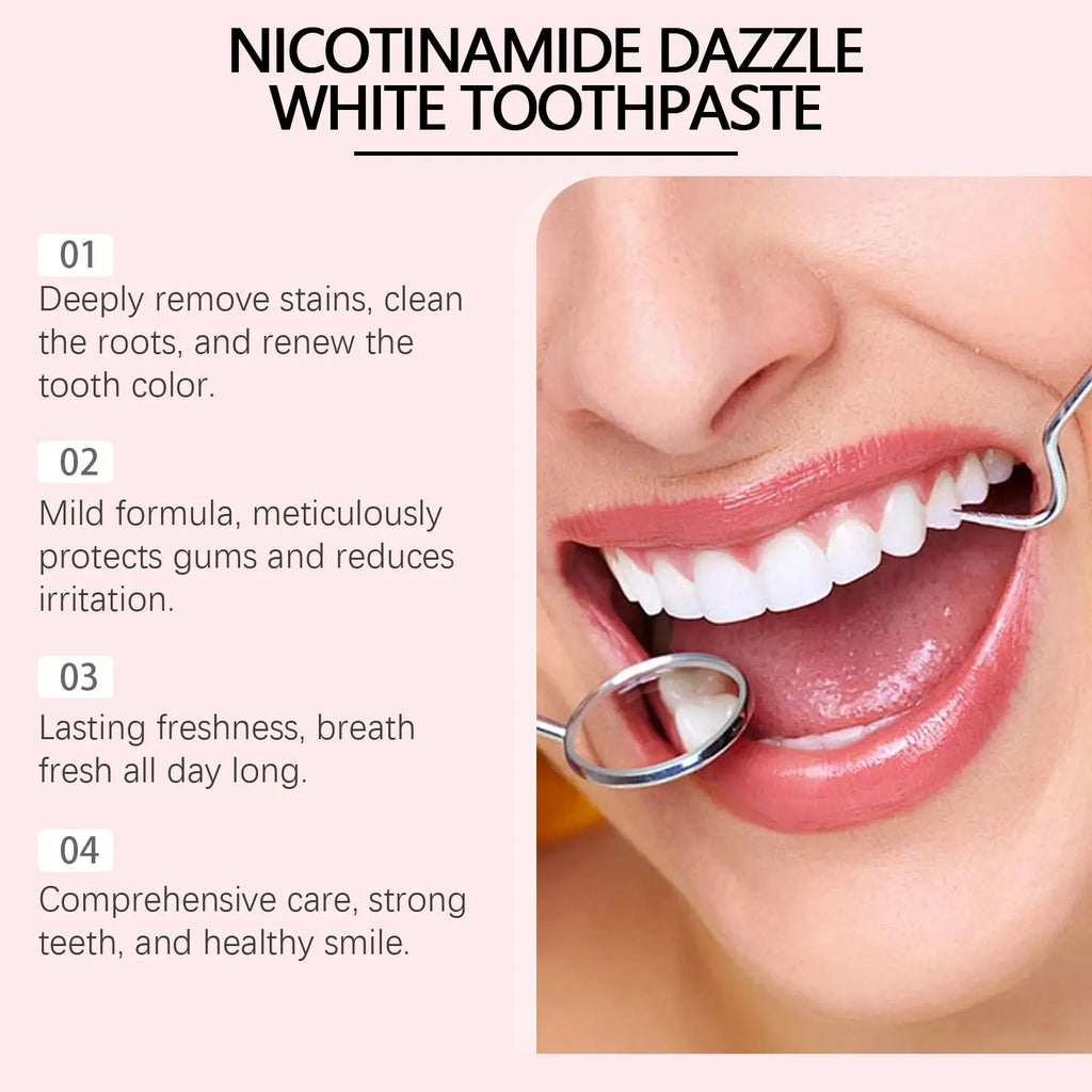 Niacinamide Whitening Toothpaste Dental Stains Removing Prevent Bad Breath Oral Cleaning Refreshing Reduces Plaque Toothpaste - Nova Trendz
