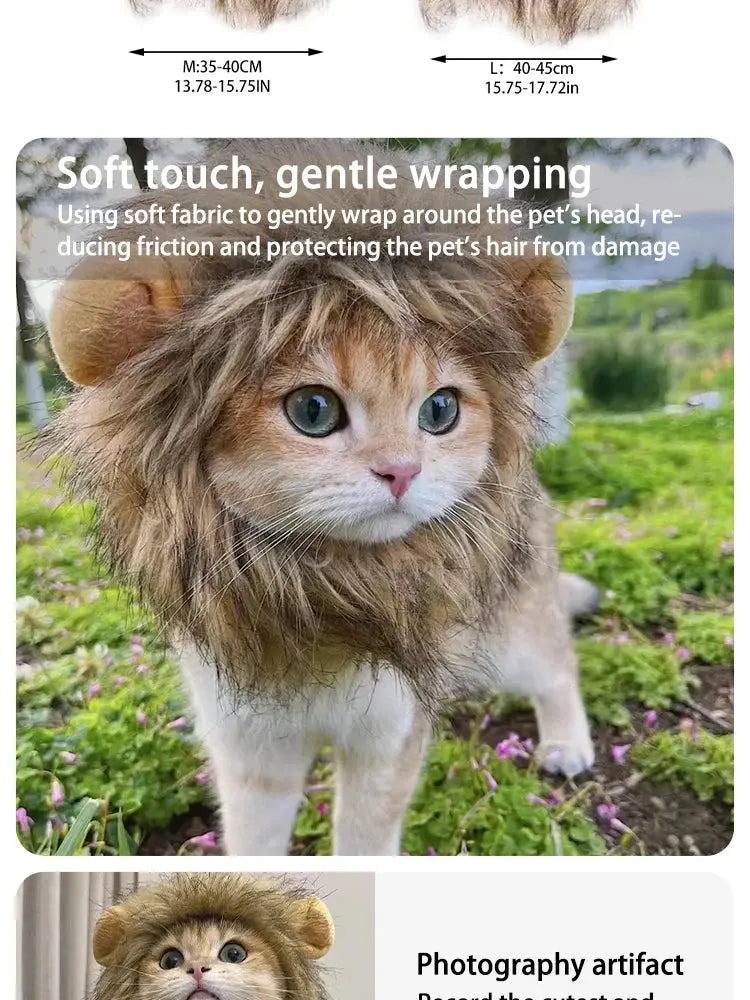 Pet Hairpiece - Humorous Lion Mane Headgear for Dogs and Cats, Adjustable Costume Accessories for Fun Dress-up and Play - Nova Trendz