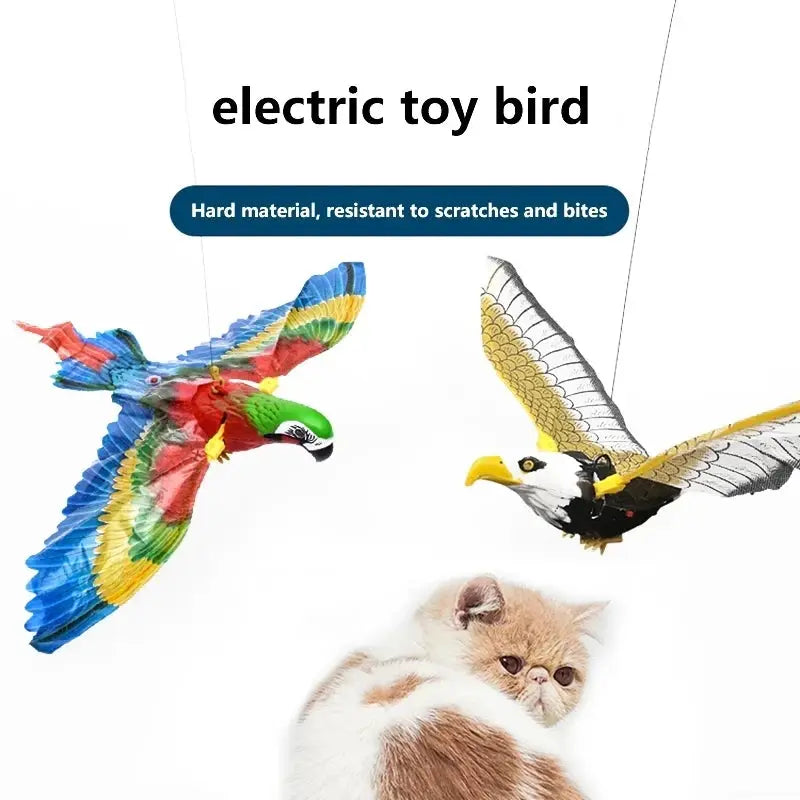 Simulation Bird Interactive Cat Toys Electric Hanging Eagle Flying Bird Cat Teasering Play Cat Stick Scratch Rope Pet Toys - Nova Trendz
