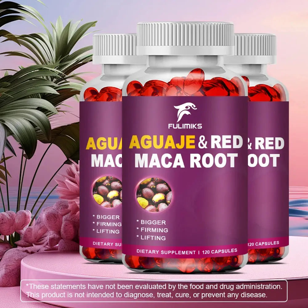 Aguaje Supplement Red Maca Root Extract Capsules Enhances Curves, Firms, Sculpting, Supports Buttocks and Immune Health Nova Trendz