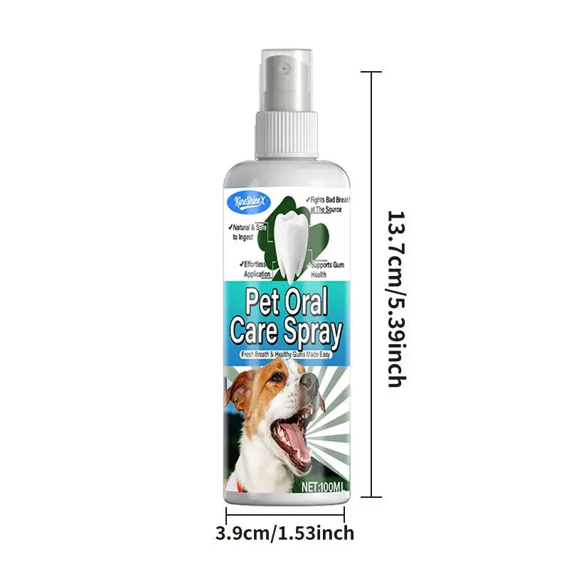 100ml Pet Oral Care Dental Spray - Instant Bad Breath Eliminator,with Natural Ingredients - Safe for Dogs & Pets Teeth Cleaning - Nova Trendz