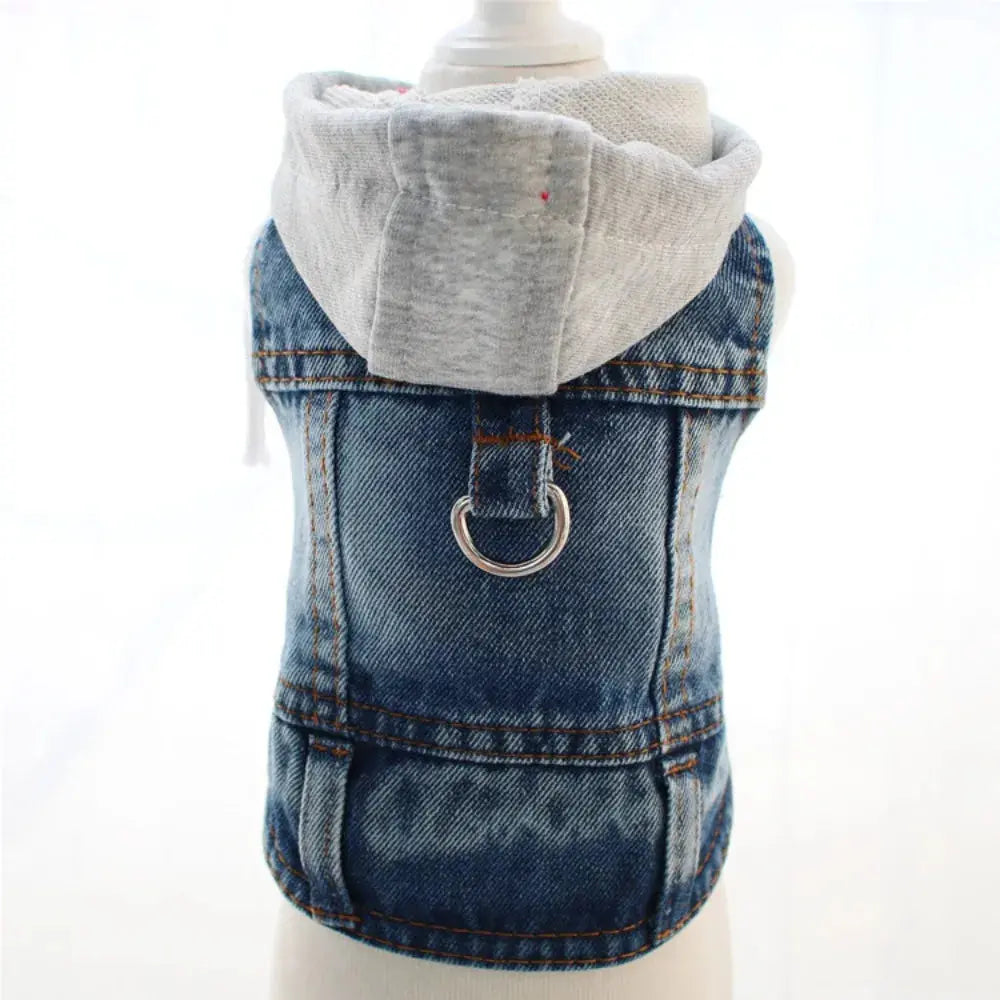 Denim Dog Jean Jacket Vest with D-Ring Cool Spring Dog Hoodies Breathable Lightweight Puppy Harness Coat For Small Medium Dogs - Nova Trendz