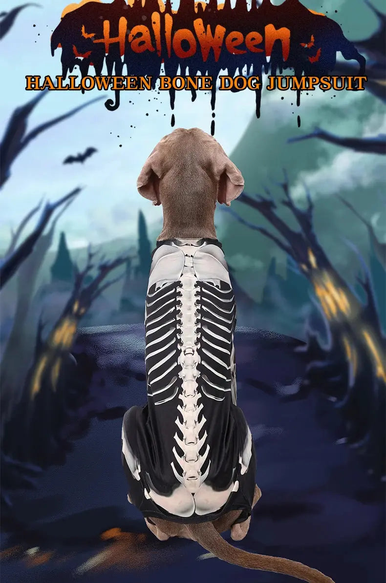 Dogs Skeleton Pattern Clothes Dog Halloween Cosplay Costume Halloween Bone Hoody Sweater Large Dog Jumpsuit Suit S-XXXL - Nova Trendz