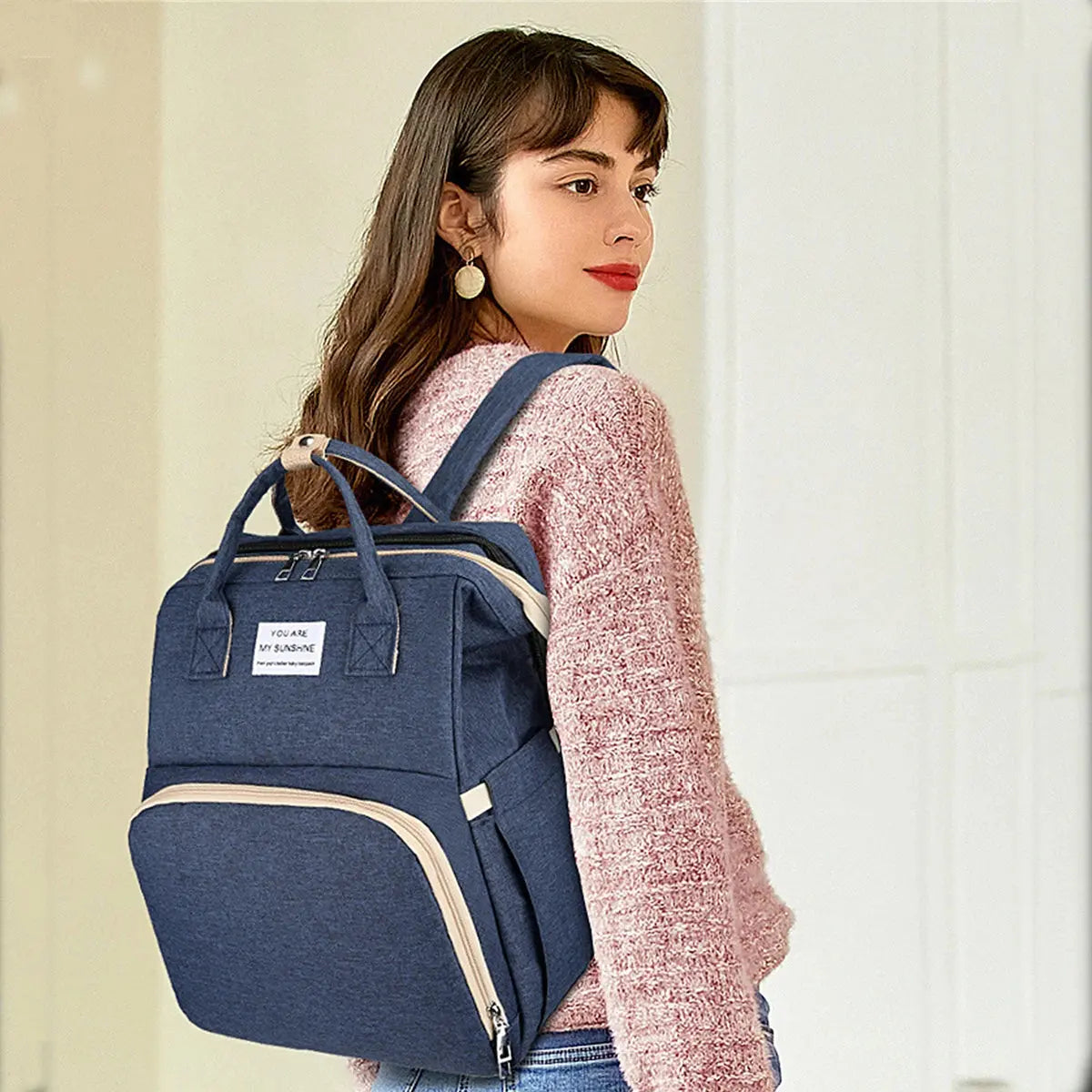 Foldable bed diaper bag with changing station insulated pocket and large capacity Multifunctional Double shoulder mommy bag Nova Trendz