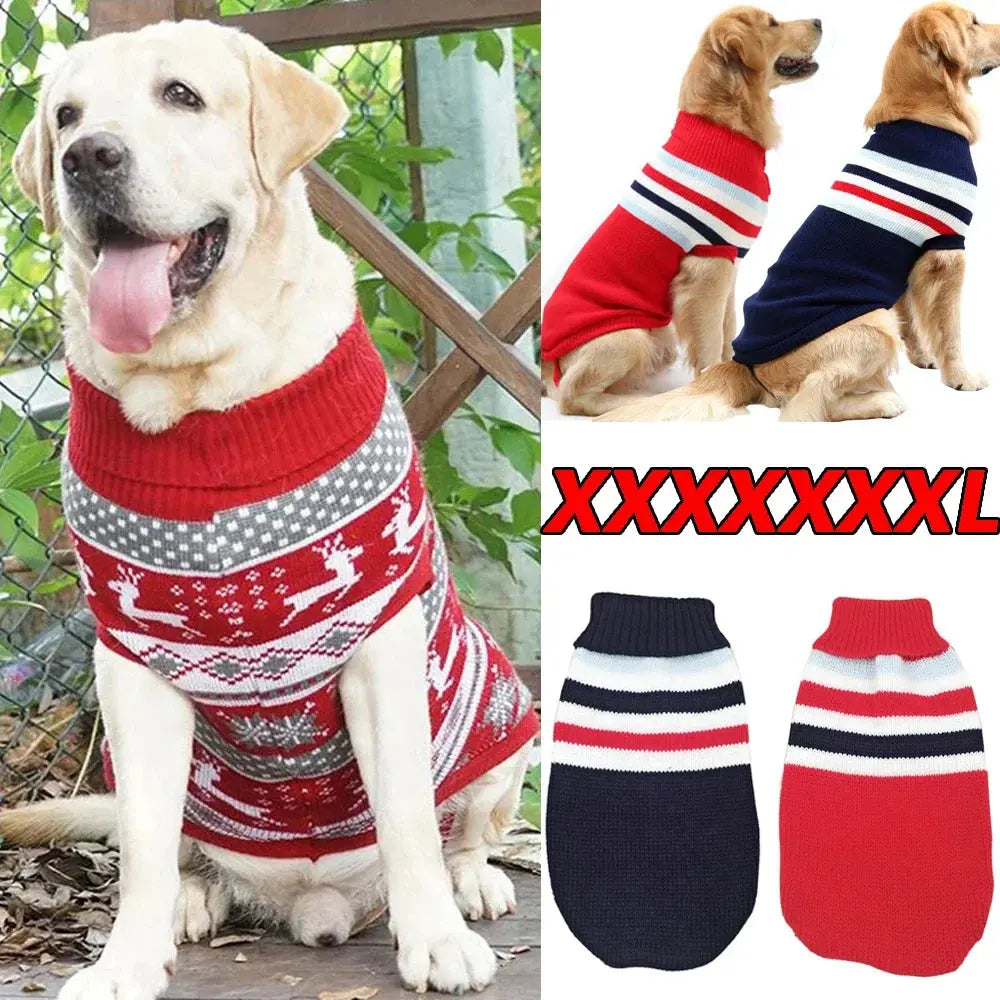 Christmas Wear for Large Dog Sweater Knit Big Dog Sweater Christmas Pet Turtleneck Doggy Sweatshirt for Extra Dogs Boy Girl - Nova Trendz