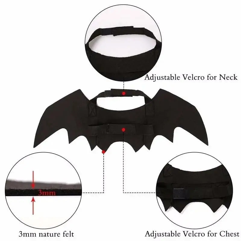 Pet Halloween Cosplay Costume for Dogs Cats Puppy Kittens Black Bat Wings - Nova Trendz