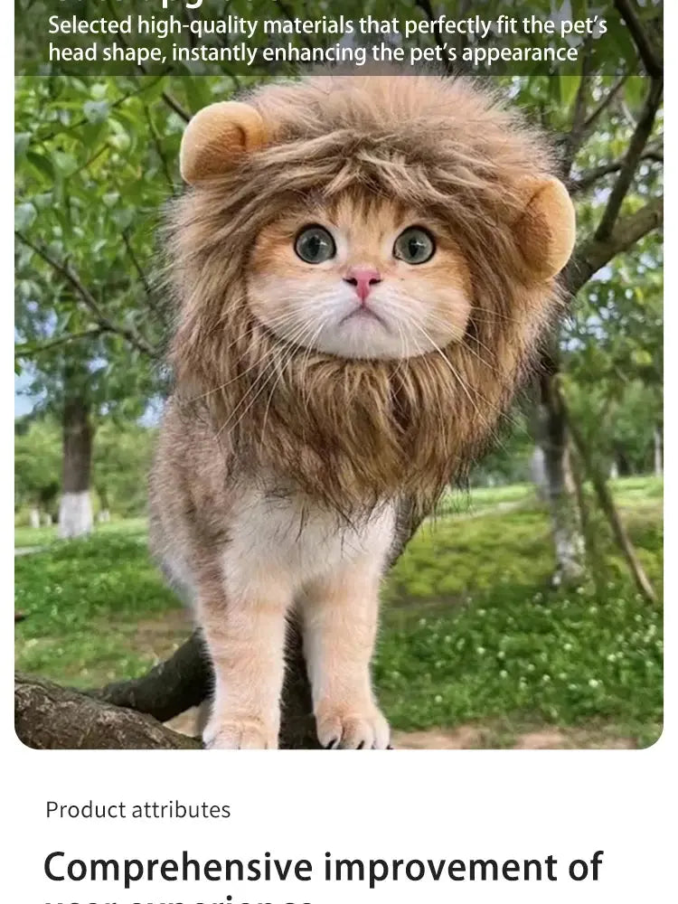 Pet Hairpiece - Humorous Lion Mane Headgear for Dogs and Cats, Adjustable Costume Accessories for Fun Dress-up and Play - Nova Trendz