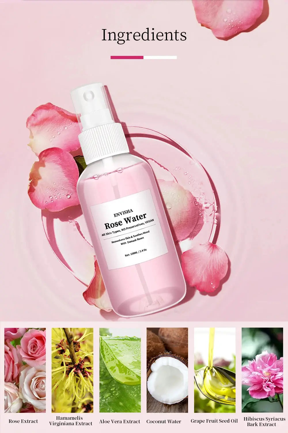 ENVISHA Rose Water Toner for Face, Rose Water Facial Toner for Hydrating Skin Care - Nova Trendz