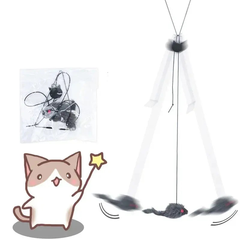 Simulation Mouse Cats Toy Funny Self-hey Hanging Door Retractable Cats Stick Scratch Rope Mouse Cat Interactive Toy Cat Supplies - Nova Trendz
