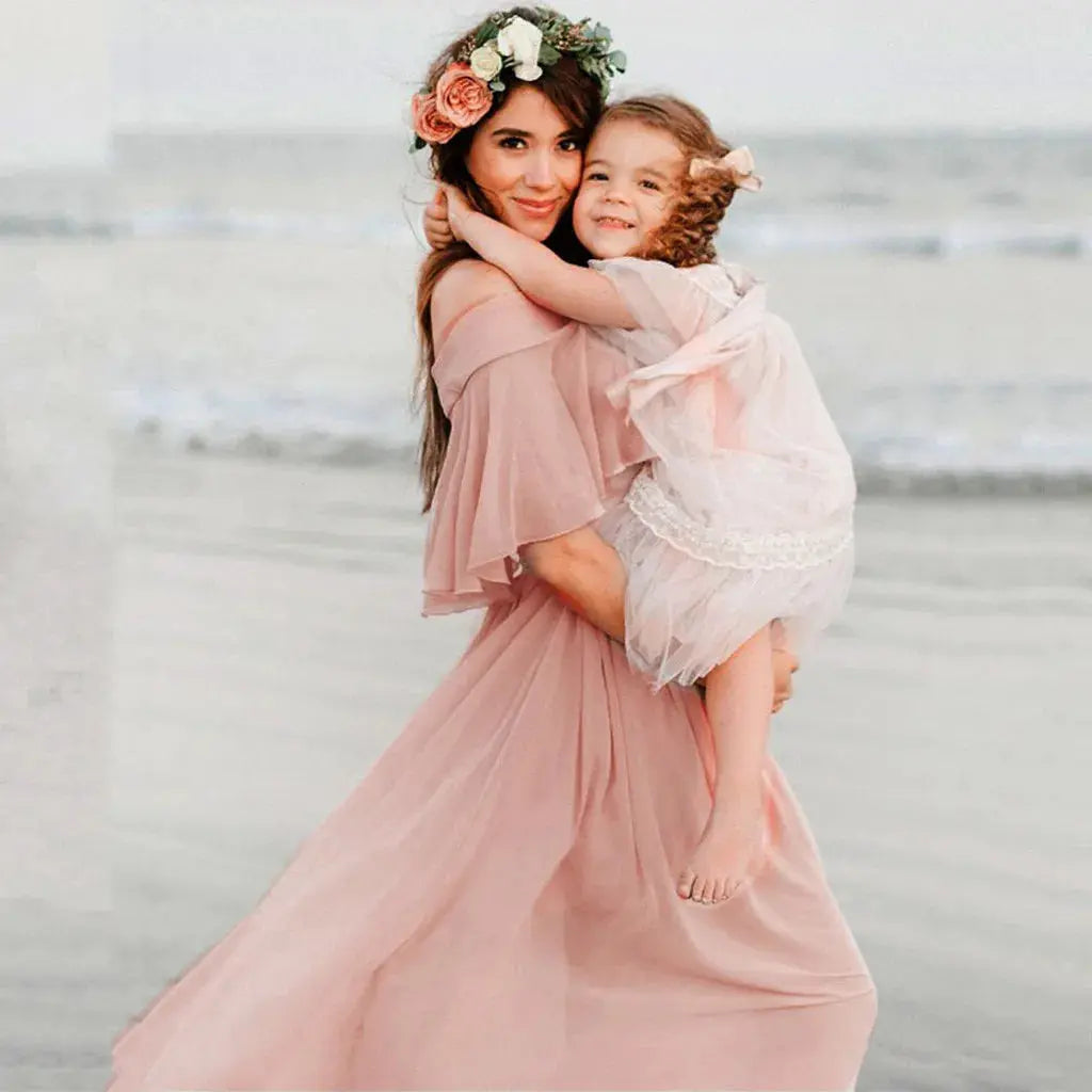 Maternity Dress Women Solid Color Short Sleeve Ruffles Props Dress Pregnants Photography Maternities Party Temperament Outfits Nova Trendz