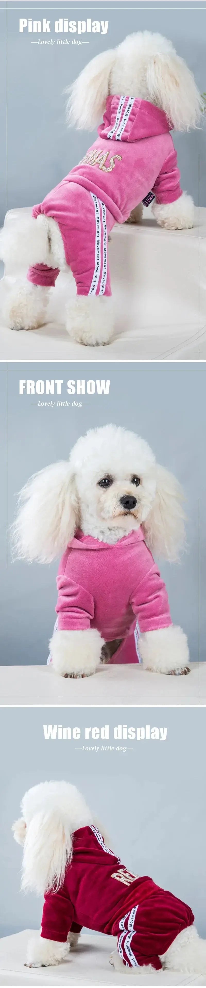 Luxury Velvet Dog Clothes,Dog Jumpsuit,Small Medium Dogs,Yorkie Puppy Costume,Hooded Coat,Tracksuit Overalls,Autumn,Winter - Nova Trendz
