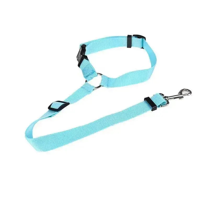 Solid Color Two-in-one Pet Car Seat Belt Nylon Lead Leash Backseat Safety Belt Adjustable Dogs Harness Collar Pet Accessories - Nova Trendz