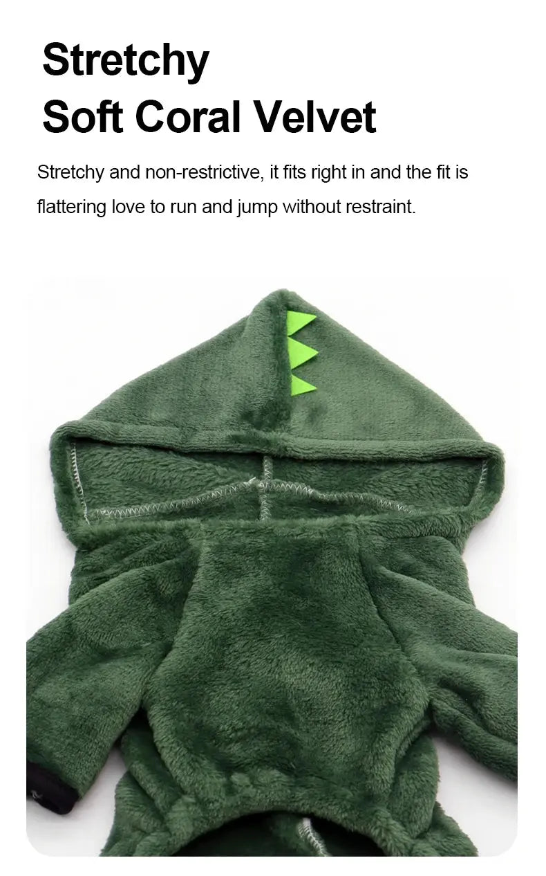 Pet Cat Dog Halloween Dog Clothes for Small Dogs Funny Dinosaur Cosplay Costume Winter Warm Cat Coat Fleece Hoodies Sweater Nova Trendz