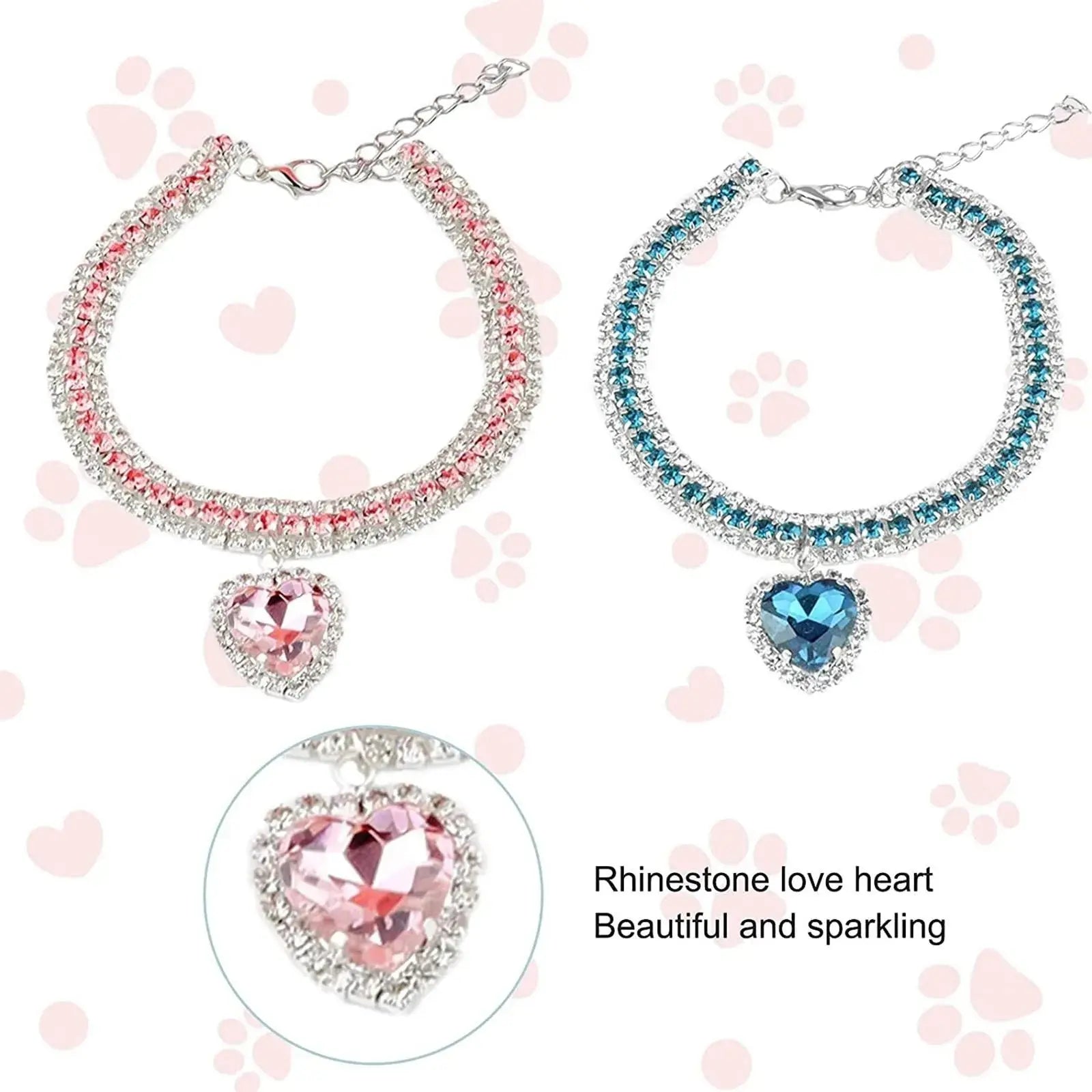 Dog Cat Rhinestone Diamante Collar Necklace Puppy Crystal Bling Pet Accessories For Puppy Kitten Crystal Pendant Diamond Collars Nova Trendz