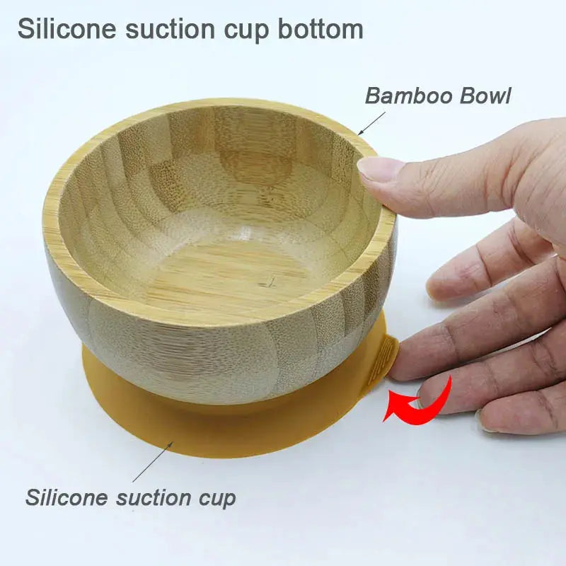 5Pcs Bamboo Bowl Plate For Kid Personalized Name Baby Feeding Set Bamboo Tableware Owl Plate Bowl With Spoon Silicone Baby Stuff Nova Trendz