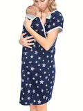 Maternity Sleepwear Women 3 in 1 Delivery/Labor/Nursing Nightgown Short Sleeve  Breastfeeding Sleep Dress Maternity Pajamas Nova Trendz